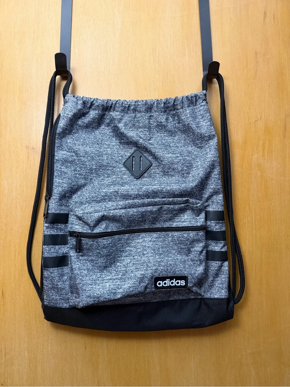 adidas Gray and Black Drawstring Gym Sack